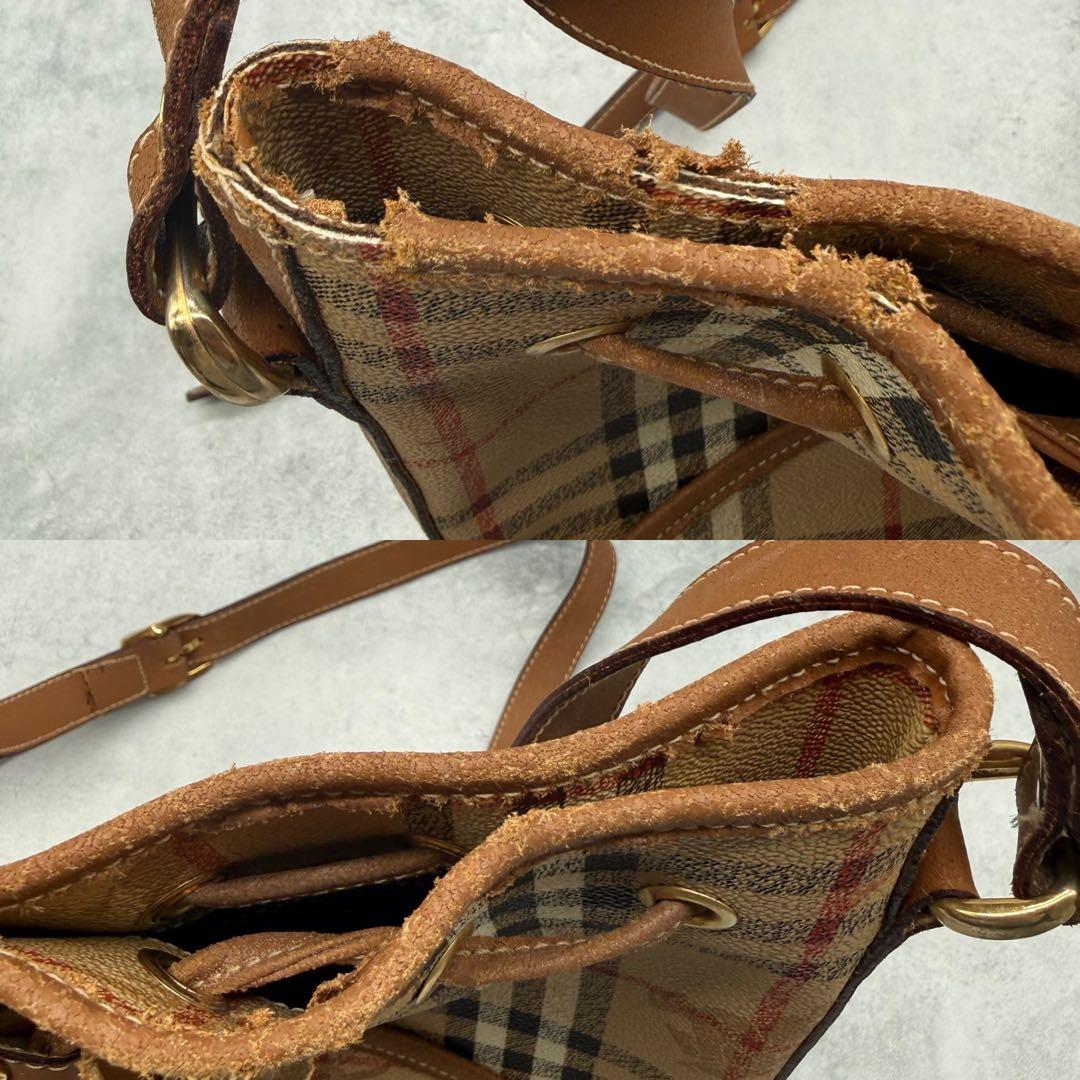 BURBERRYS バーバリー ショルダーバッグ ノバチェック 巾着型 斜め掛け