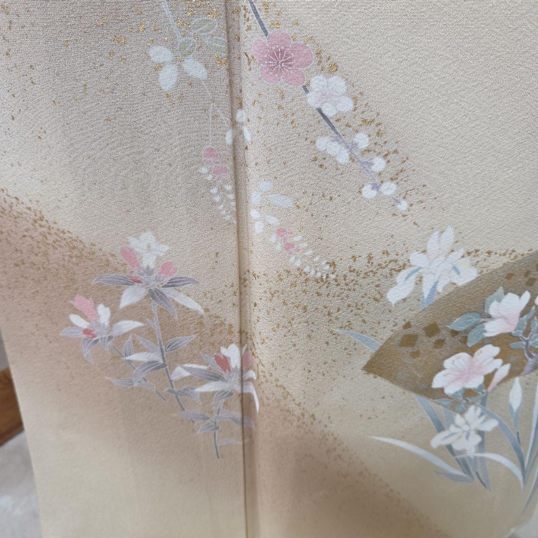 トールサイズ作家物付け下げ訪問着4点フルセット、着物、袋帯、帯締め、帯揚げ