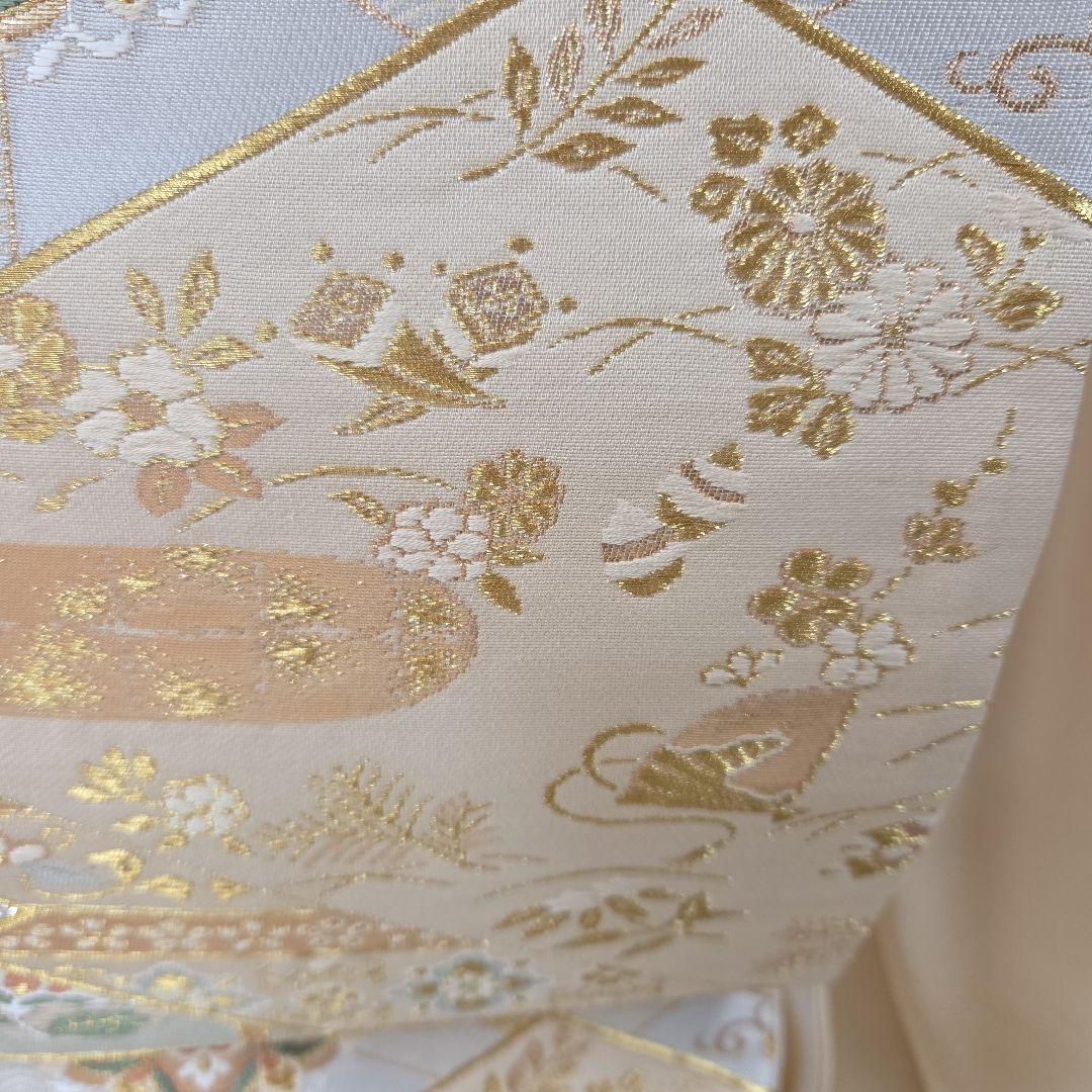 トールサイズ作家物付け下げ訪問着4点フルセット、着物、袋帯、帯締め、帯揚げ