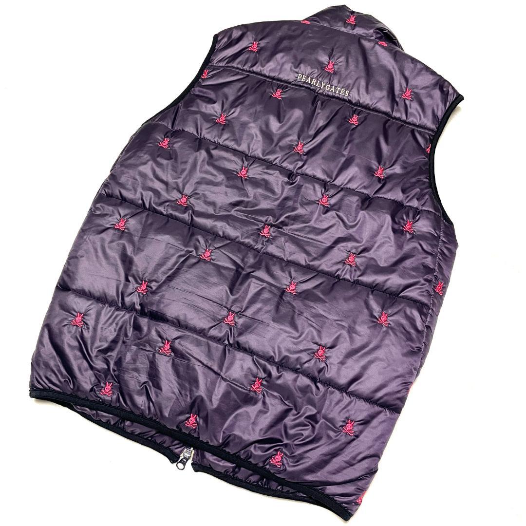 【フォロー割】 美品 パーリーゲイツ 中綿ベスト サイズ5 肉厚 パープル
