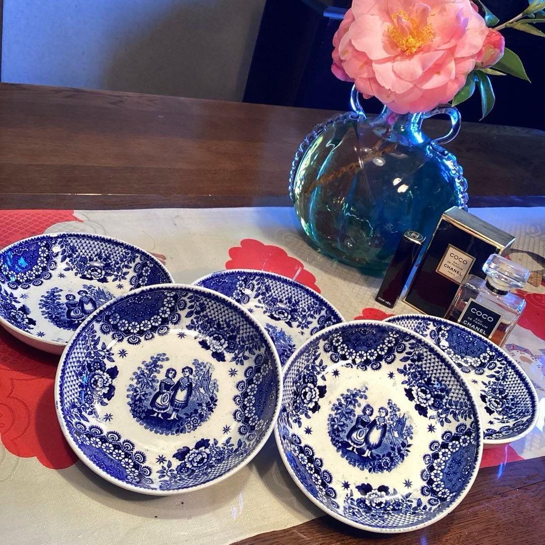 A926 オランダ　ボッホ.フレール窯　オランダ皿　少年少女　青絵￼