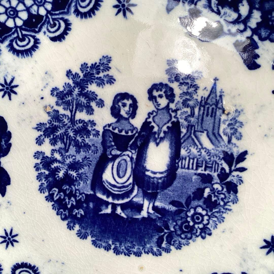 A926 オランダ　ボッホ.フレール窯　オランダ皿　少年少女　青絵￼