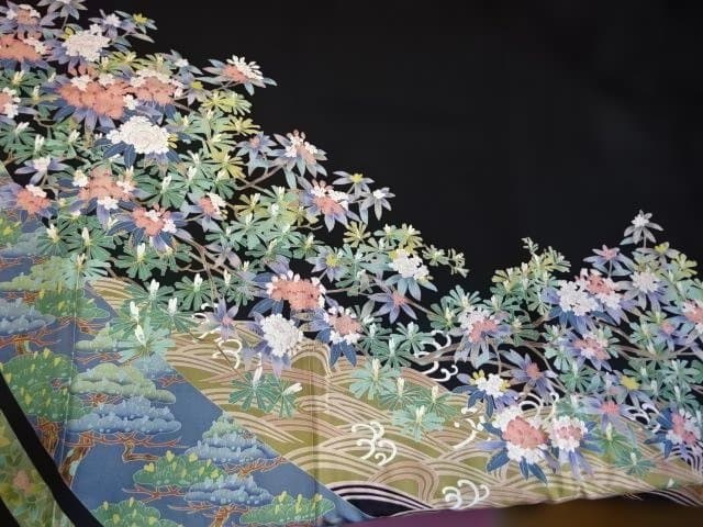 黒留袖　友禅染　落款入り　さが美