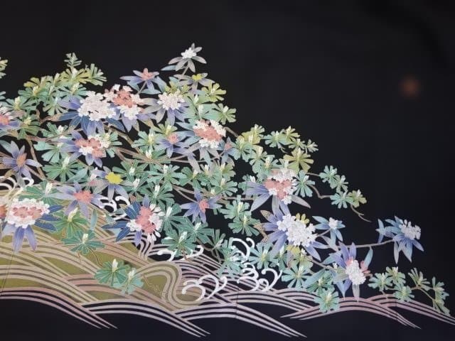 黒留袖　友禅染　落款入り　さが美