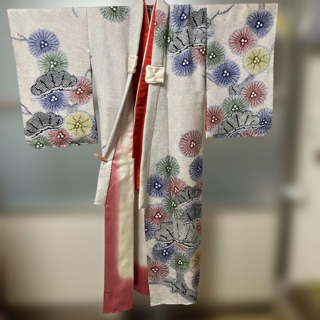 藤娘きぬたや　正絹　四つ身着物