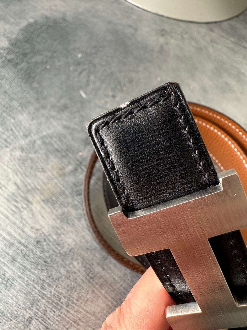 エルメスコンスタンスH型バックル ブラックレザーベルト 保存袋付き