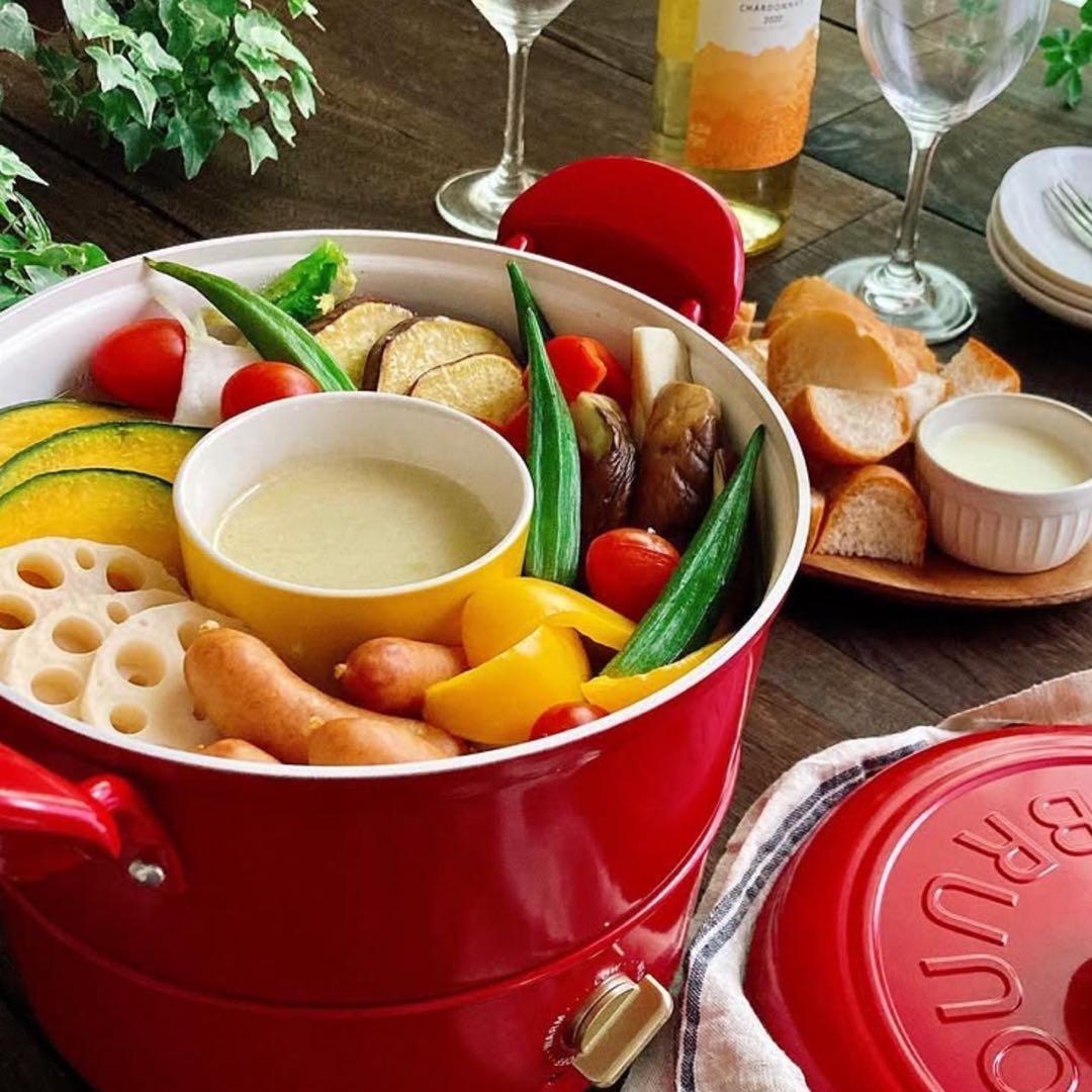 【新品・未開】BRUNOブルーノ　マルチグリルポット　レッド　BOE065-RD