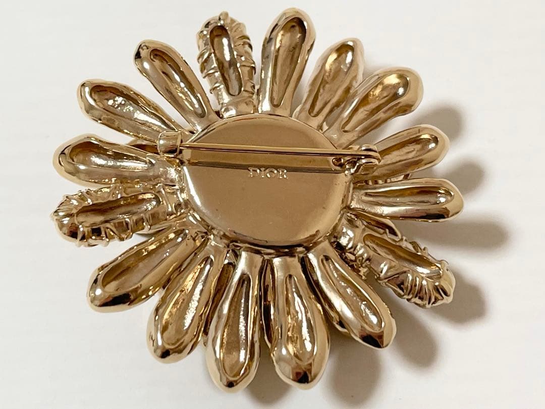 【希少！美品！】Christian Dior フラワー ブローチ ゴールド