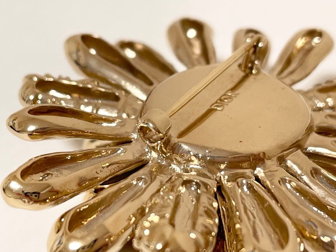 【希少！美品！】Christian Dior フラワー ブローチ ゴールド