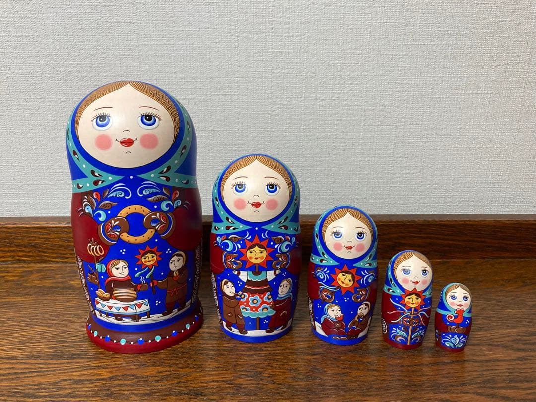ロシア雑貨☆『マースレニッツァ』バター祭りマトリョーシカ5Pイースター オリガ