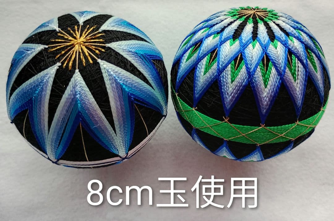 ハンドメイド　手まり　（青の手まりぎゅうぎゅうセット）木箱入り　11個入り