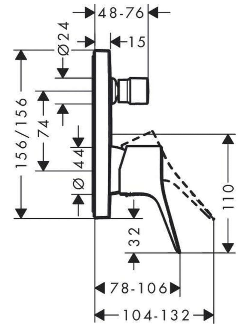 hansgrohe Vivenis シングルレバーバスミキサー 隠し設置用