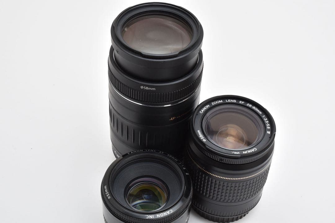 保証付き/canon kiss x10i 標準&望遠&単焦点トリプルレンズセット