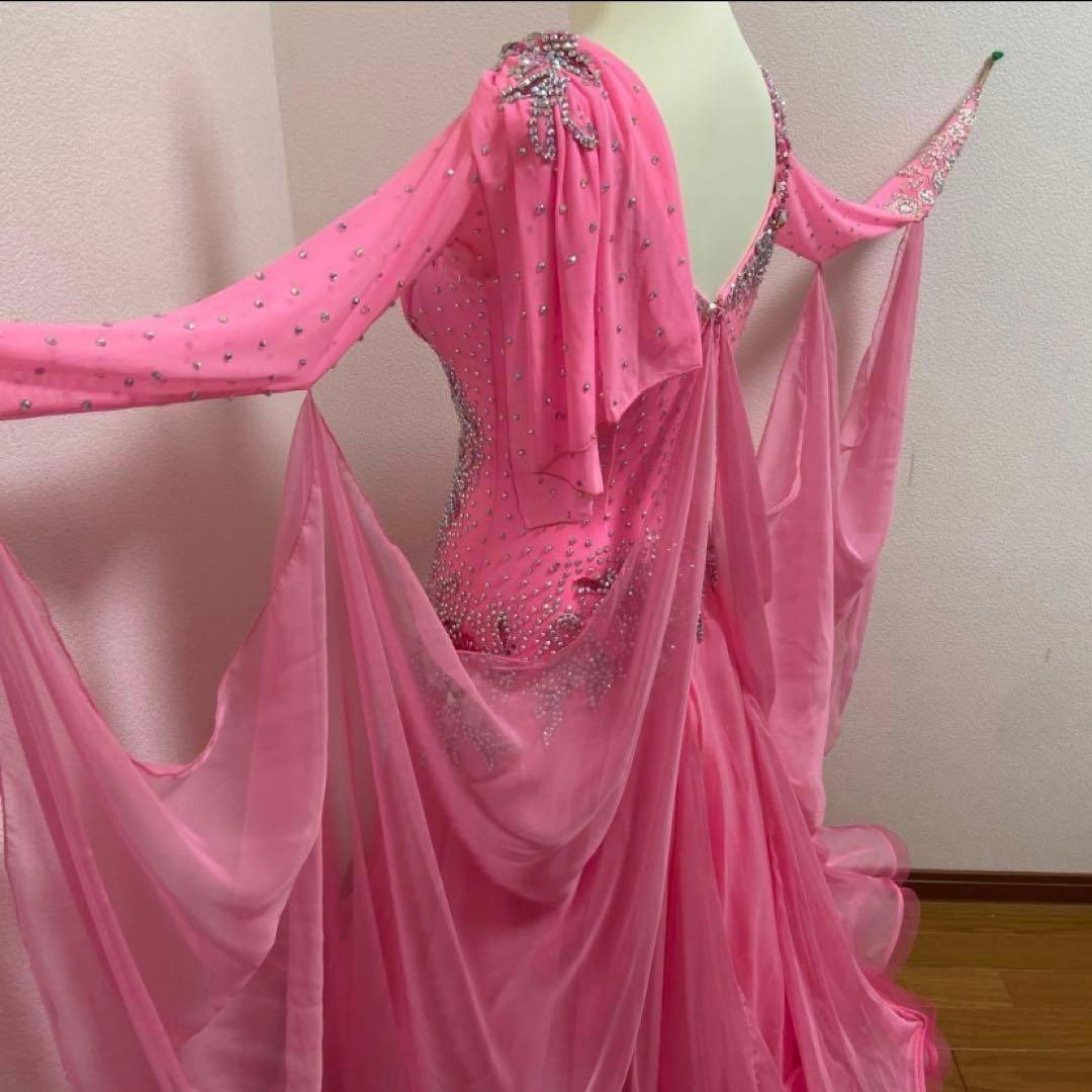 【美品】社交ダンスドレス ピンク チョーカー付　9号