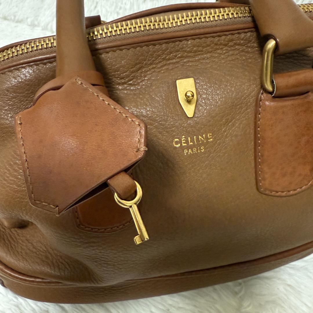 【美品】CELINE セリーヌ ハンドバッグ ボストンバッグ レザー ブラウン