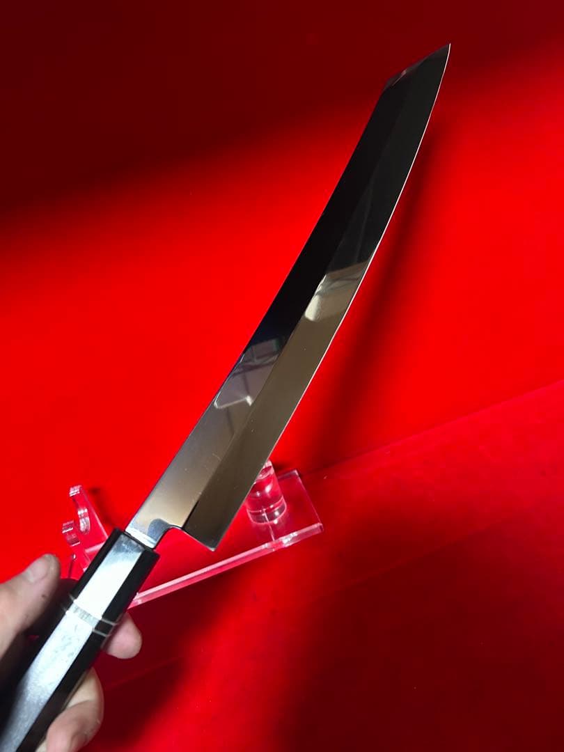 01594 包丁　切付　鬼反り　鏡面仕上げ　切味抜群　箱付　未使用品