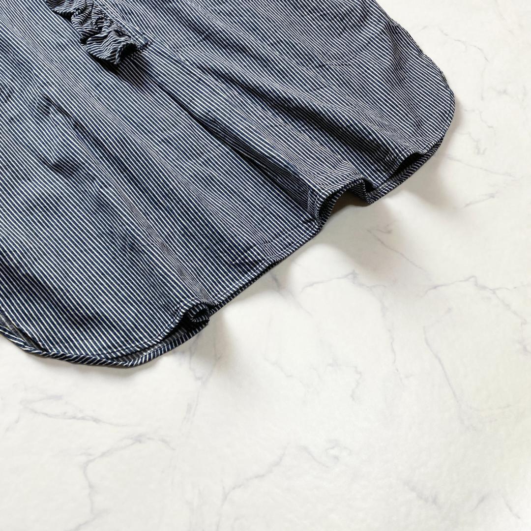 美品✨45R ONEONE いろいろデニムのプルフリルチュニック インディゴ
