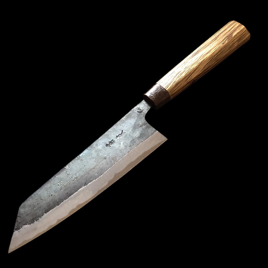 青紙２号 黒打 文化包丁 170㎜ G9396 ベリ柄 手作り １点物 月光作