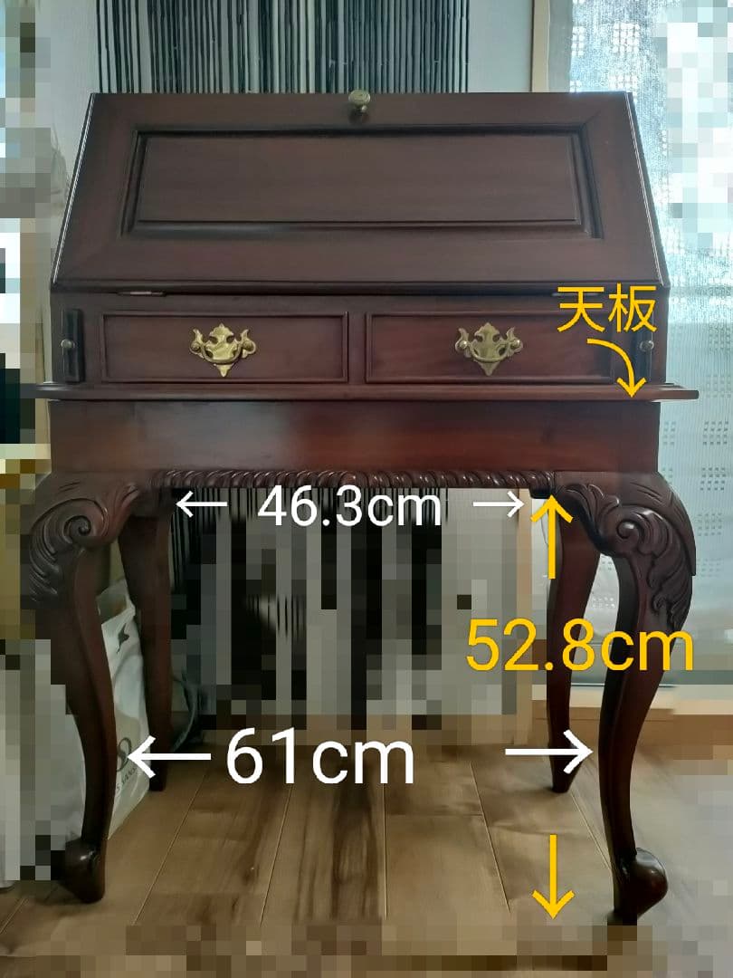 【訳あり】猫脚ライティングビューロー アンティーク家具