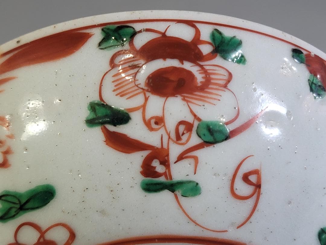 中国美術 呉須赤絵 碗 古美術 DT459