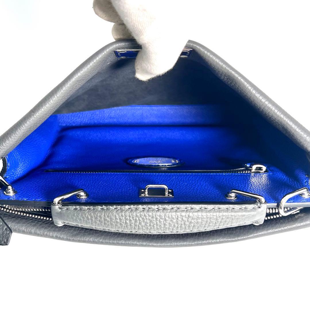 極美品 FENDI セレリア ピーカブー フィット ビジネスバッグ グレー 本革