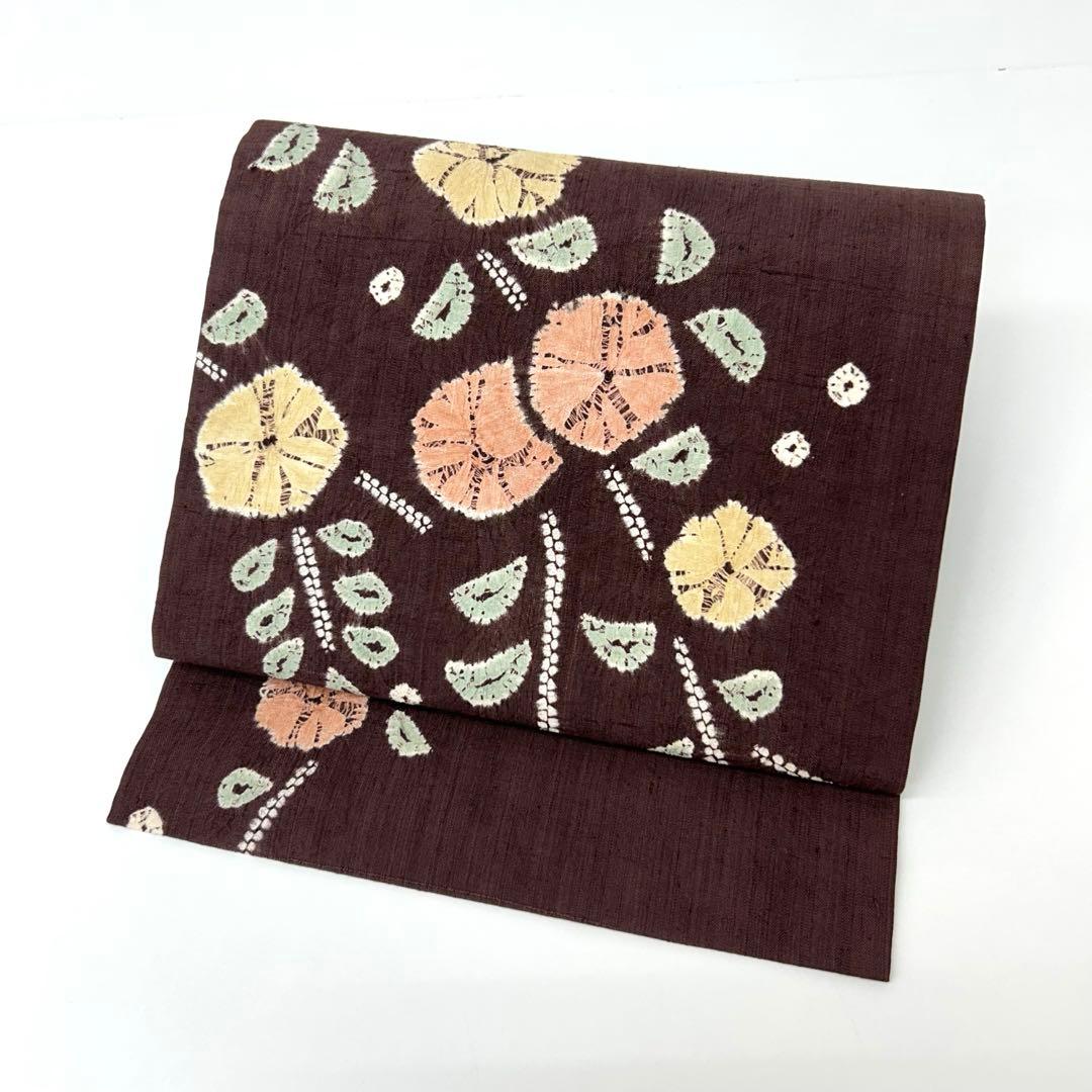 【着物と帯 時流】N2671s◇正絹 九寸名古屋帯◇紬 絞り 未使用品