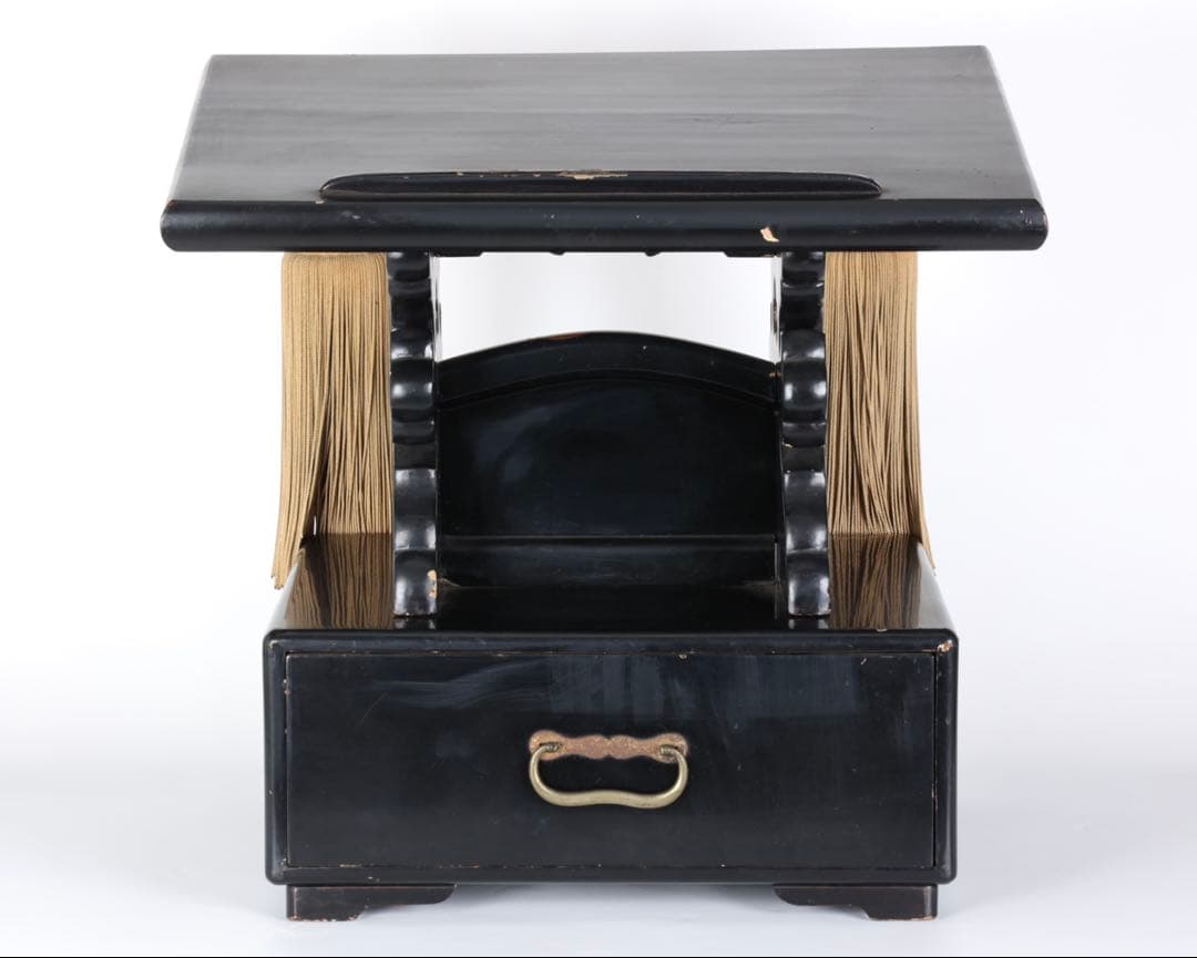 極上 黒漆塗金蒔絵螺鈿細工 見台 経台 経机 仏具 仏教美術 古美術 骨董品 漆