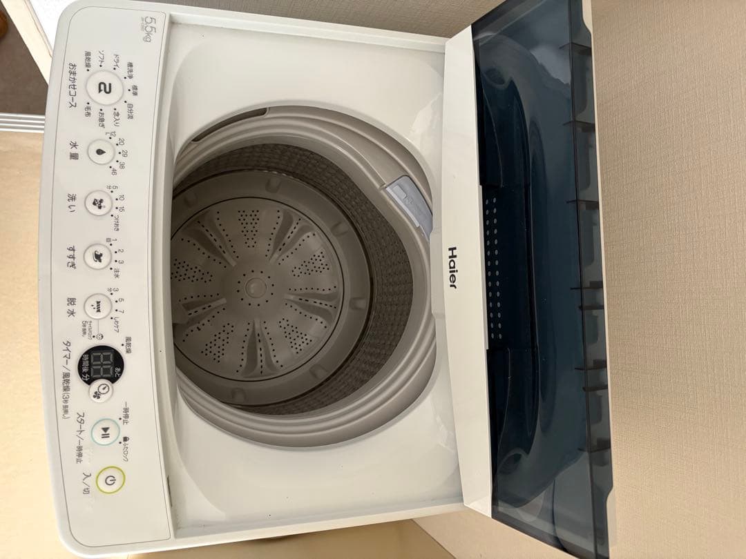 【美品】Haier 全自動洗濯機 ホワイト5.5kg