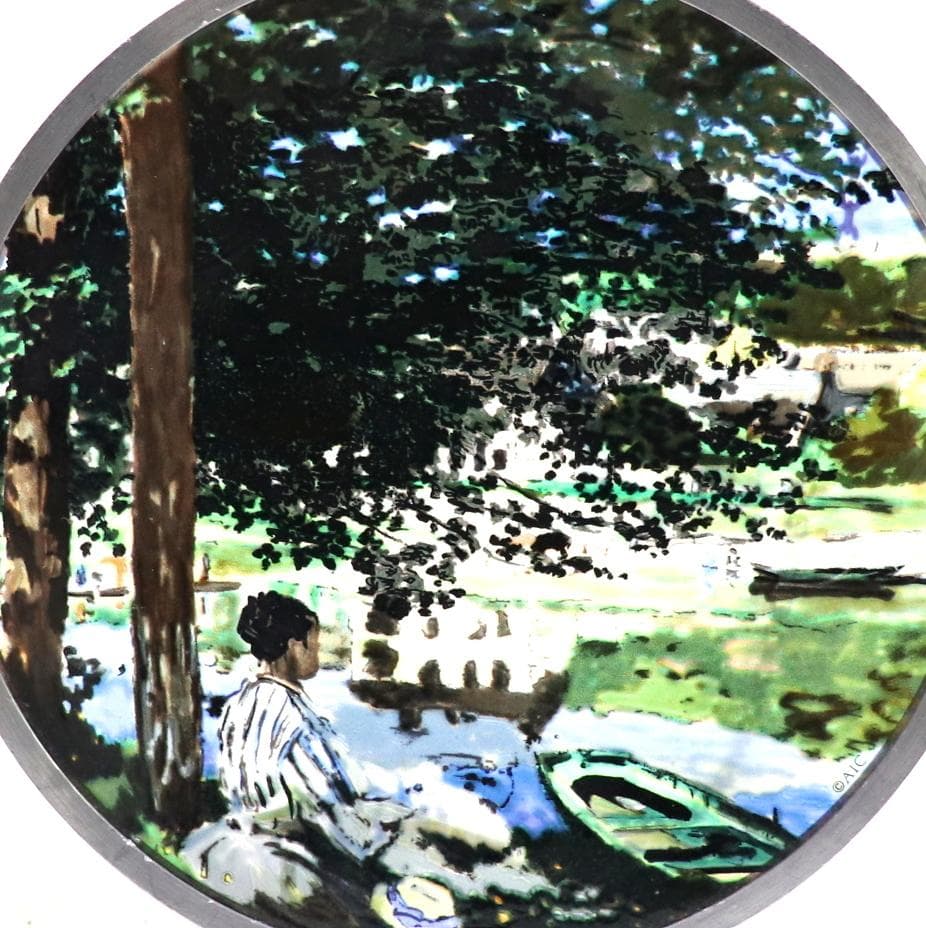 シカゴ美術館収蔵 モネ セーヌ河岸、ベンヌクール ヴィンテージ ステンドグラス