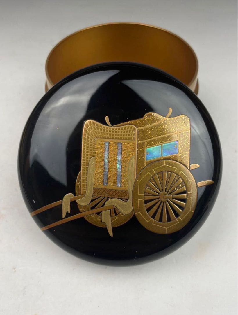 最高傑作品 煎茶道具 棗 松杏 御所車蒔絵 金蒔絵 螺鈿細工 美品 茶道具