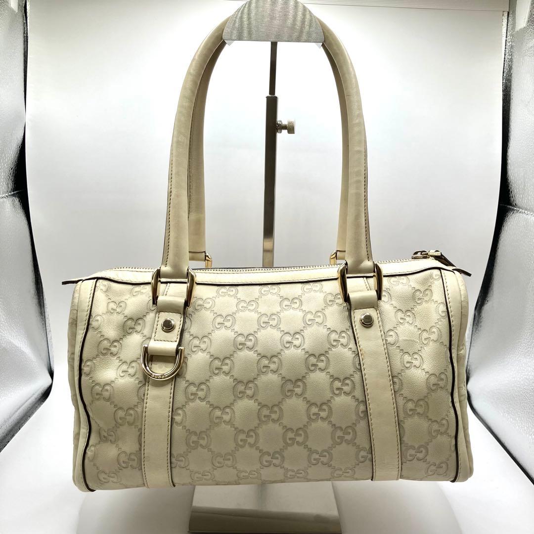 GUCCI グッチ ミニボストンバッグ ハンドバッグ グッチシマ アイボリー