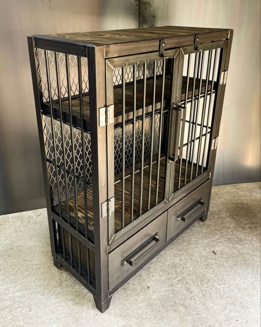 アイアンキャビネット【ver.鉄格子】キャビネット　アイアンラック　アイアン家具