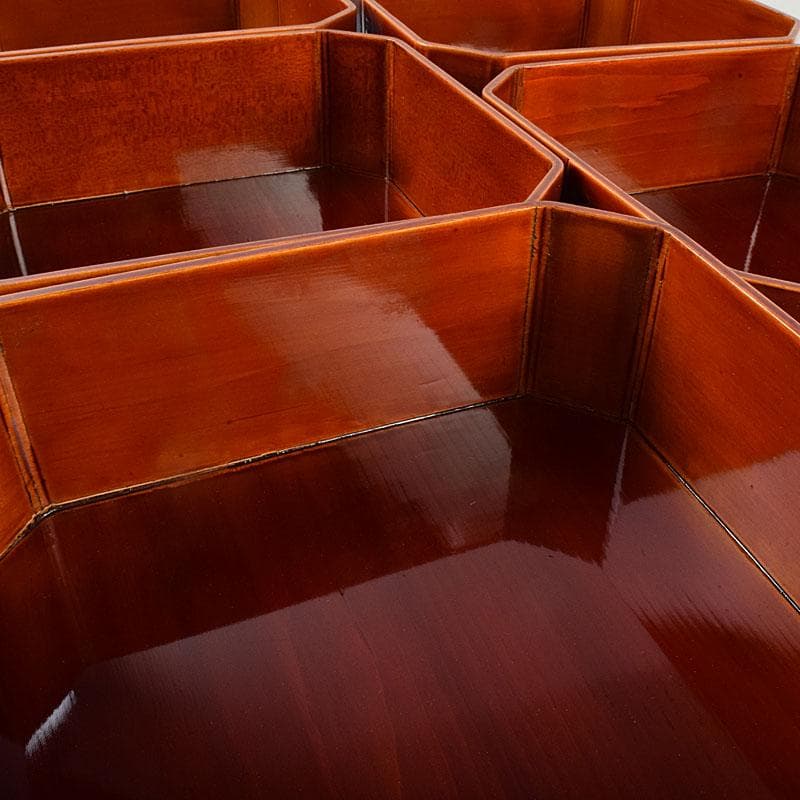 塗師　木村表恵作　木製漆器　大徳寺重　四方五段重箱　共箱　V　R8911H