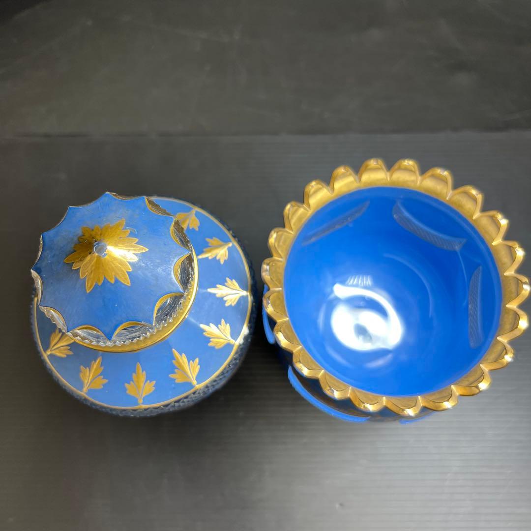 19世紀オールドベネチア　金彩手彫切子デキャンタ、グラスセット　共箱