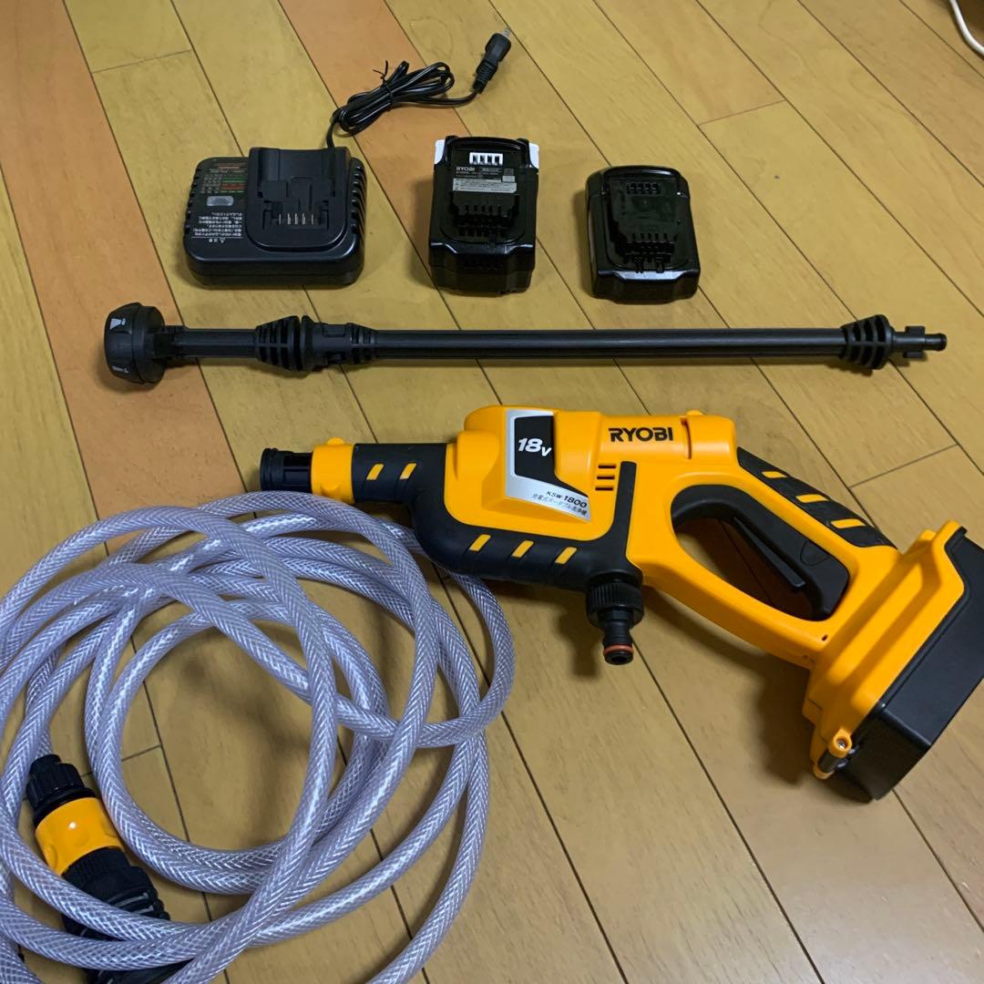 ぱん花　コードレス　RYOBI 京セラ　充電式高圧洗浄機バッテリー２個付