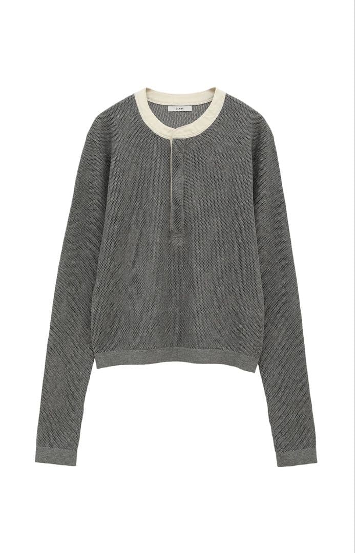 トップス CLANE MESH HENLEY NECK TOPS