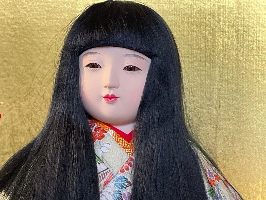 市松人形 早春製 黒髪 赤衣装