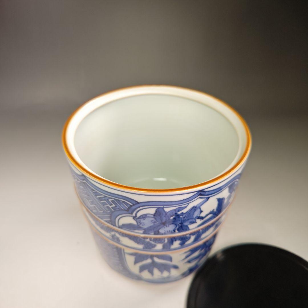 イ441 水指『清閑寺窯　杉田祥平造』『祥瑞山水同紐花鳥窓枠画水指　共箱』茶道具