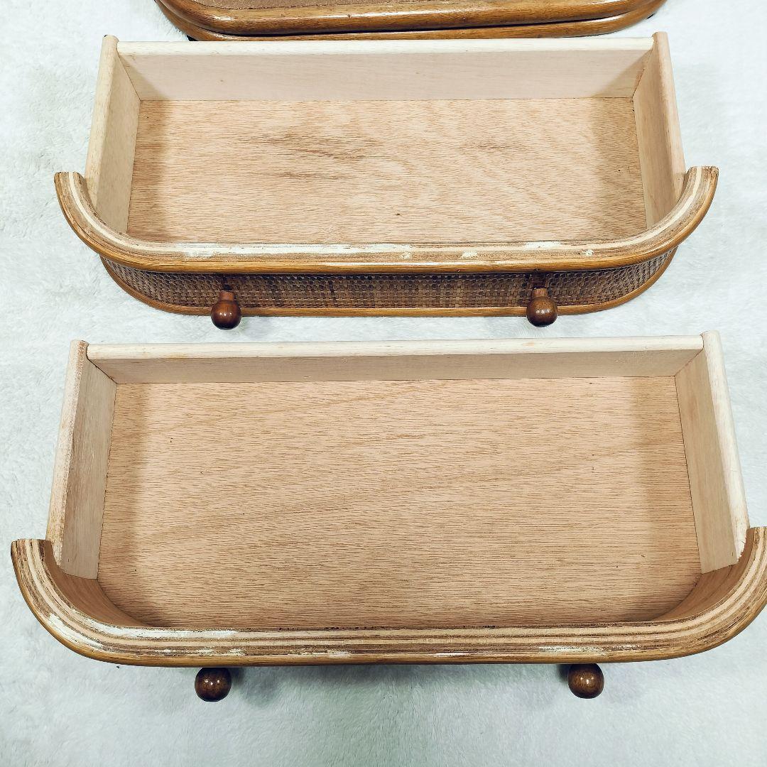 【良品】ラタン製　アーチ型　オープンシェルフ　引出し収納　ディスプレイ　レトロ