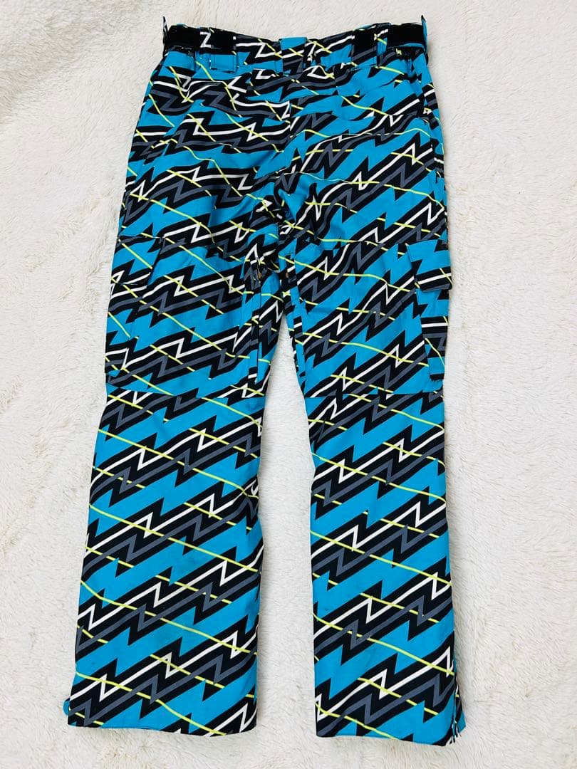 GOLDWIN スキーパンツ L　幾何学柄 ブルー×ブラック スキー　スノボ