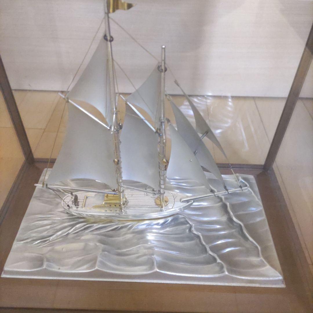 武比古ヨット　金属製帆船模型 ガラスケース付き