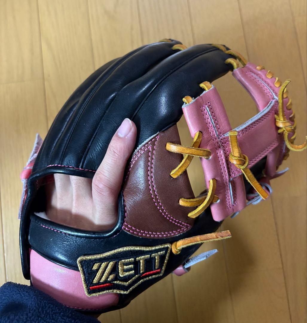 ZETT 軟式グローブ 黒/ピンク 右投げ用