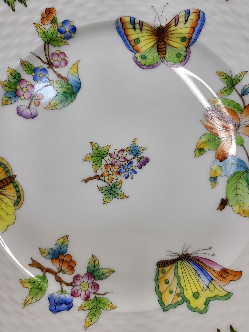 未使用近✨ヘレンド ヴィクトリアブーケ サラダ デザート プレート19皿 花蝶②
