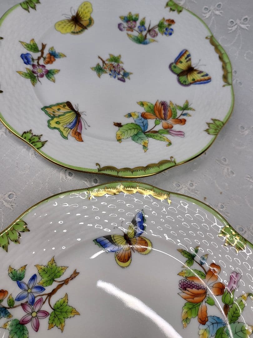 未使用近✨ヘレンド ヴィクトリアブーケ サラダ デザート プレート19皿 花蝶②