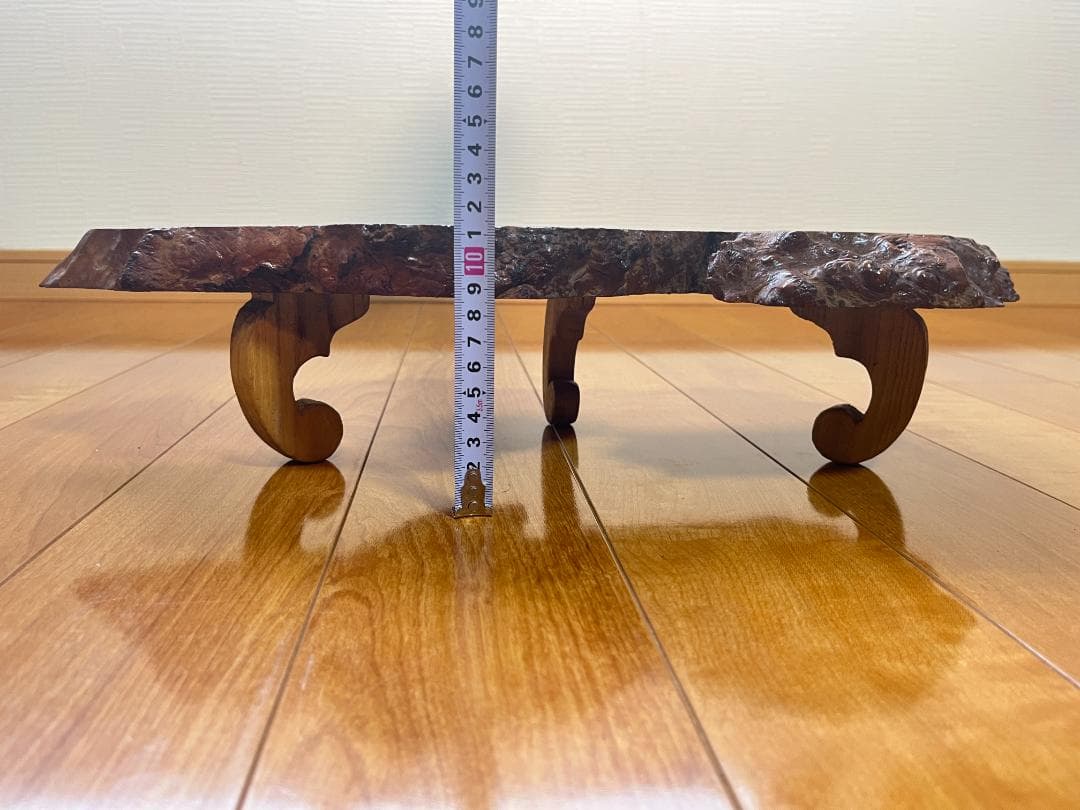 【天然一枚板】飾り台 盆栽台 花瓶台 座卓 足付き 大小2枚セット【光沢仕上げ】