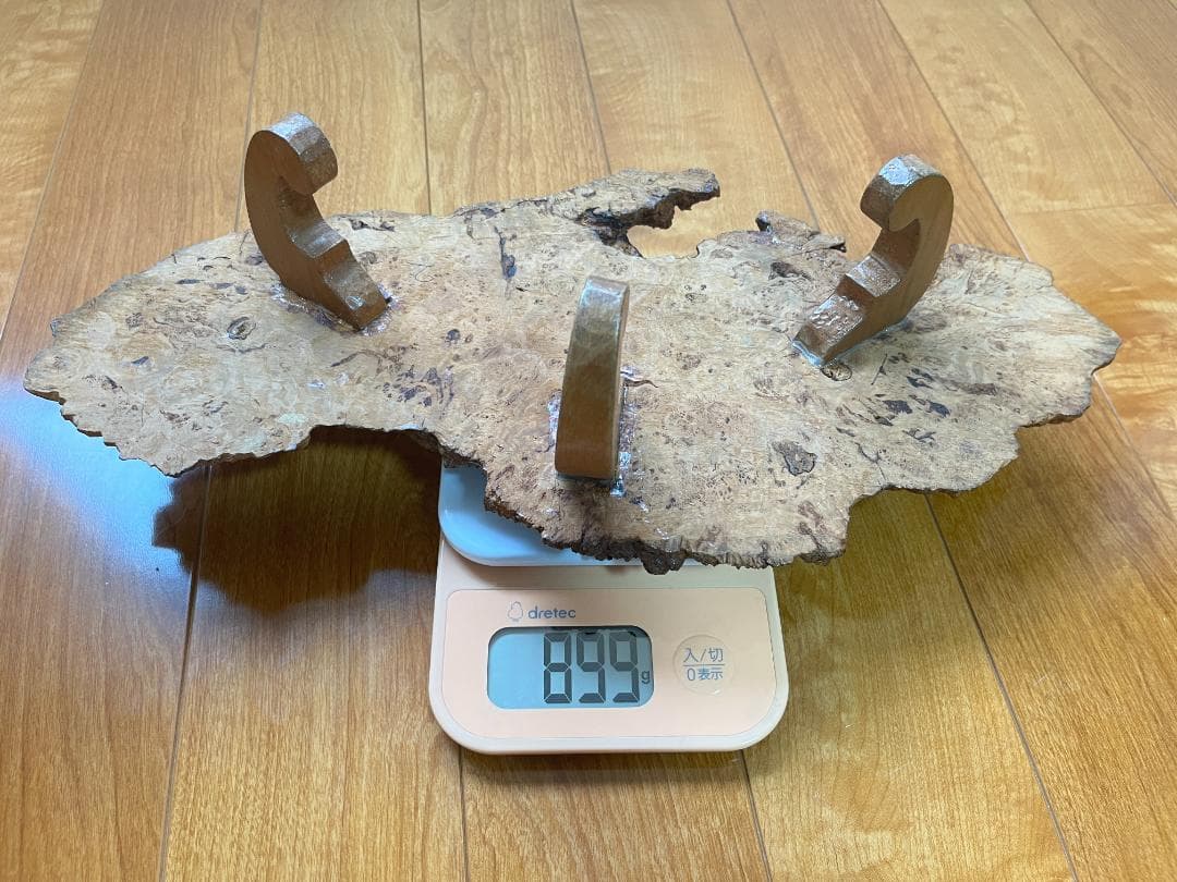 【天然一枚板】飾り台 盆栽台 花瓶台 座卓 足付き 大小2枚セット【光沢仕上げ】