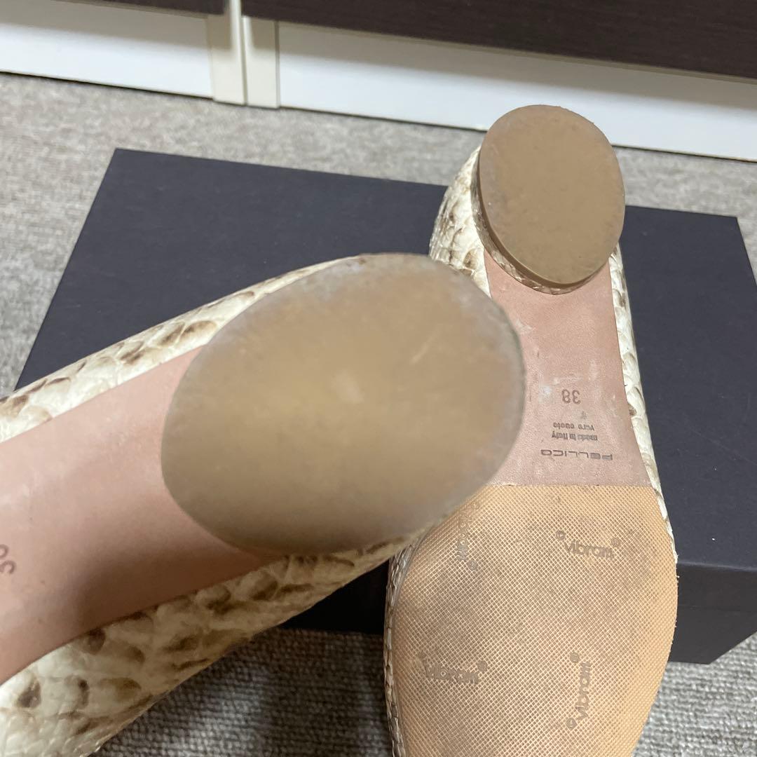 PELLICO ヘビ柄 ポインテッドトゥ フラットシューズ