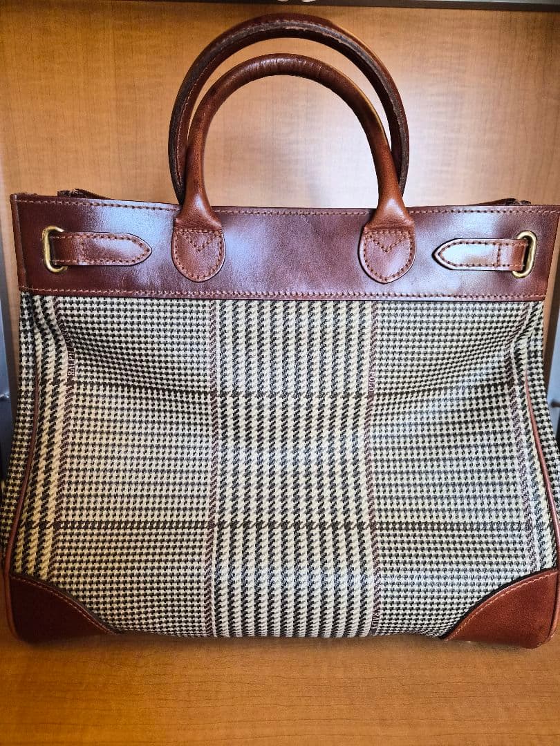 ポロ ラルフローレン　ハンドバッグ 千鳥柄 PVC　ヴィンテージ