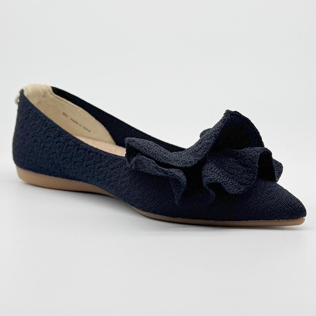 試着のみ Offen オッフェン pointed-FRIN フリル パンプス 黒