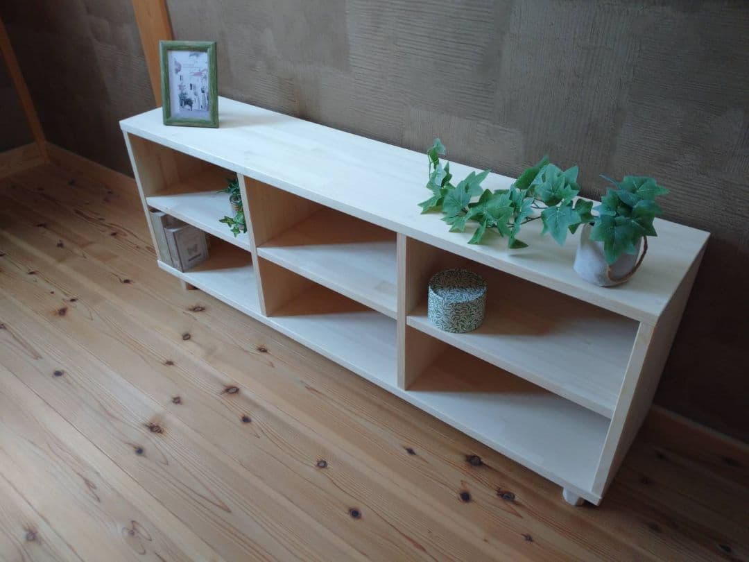 【送料無料】天然木　赤松集成材　足付きスタッキングシェルフ　テレビ台飾り棚収納棚